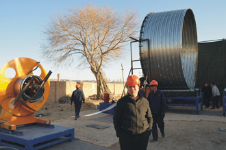 風(fēng)電基礎(chǔ)波紋鋼筒制作現(xiàn)場